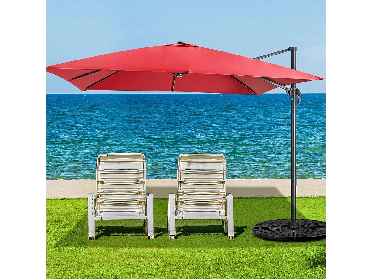 Ombrellone 300 cm per cortile con 3 inclinazioni e rotazione a 360°, Ombrellone da esterno con 8 stecche Vinaccia