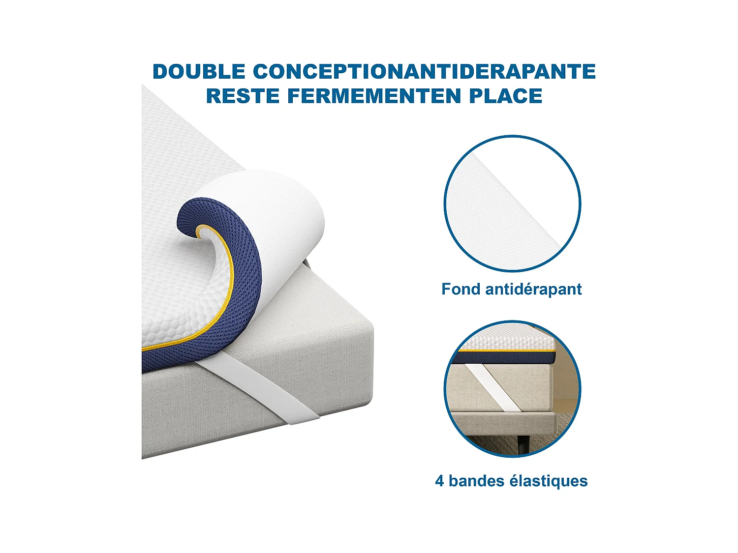 Matelas de 7,5 cm d'épaisseur, 90 x 190 cm, mousse à mémoire de forme, lavable