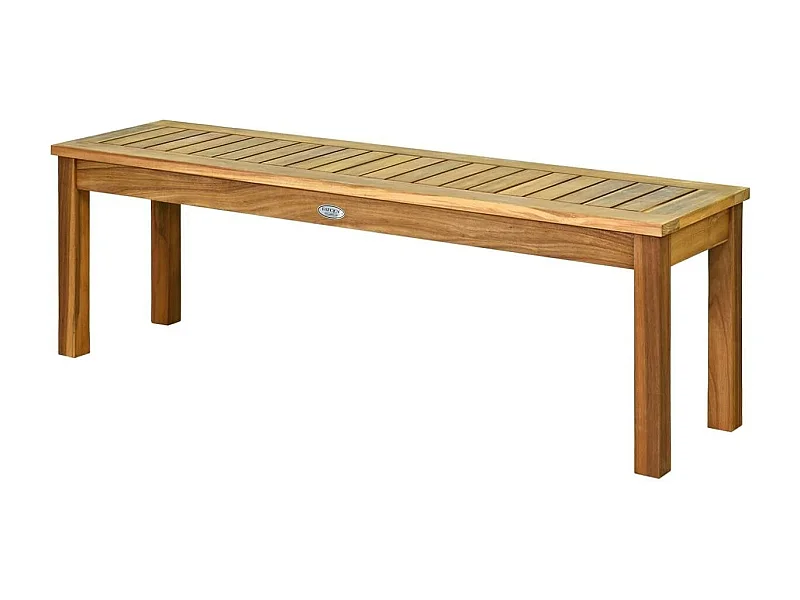 Banc de Jardin en Lattes en Bois d'Acacia sans Dossier avec Pieds en U 132 x 34 x 43,5CM Charge Max 360KG Naturel