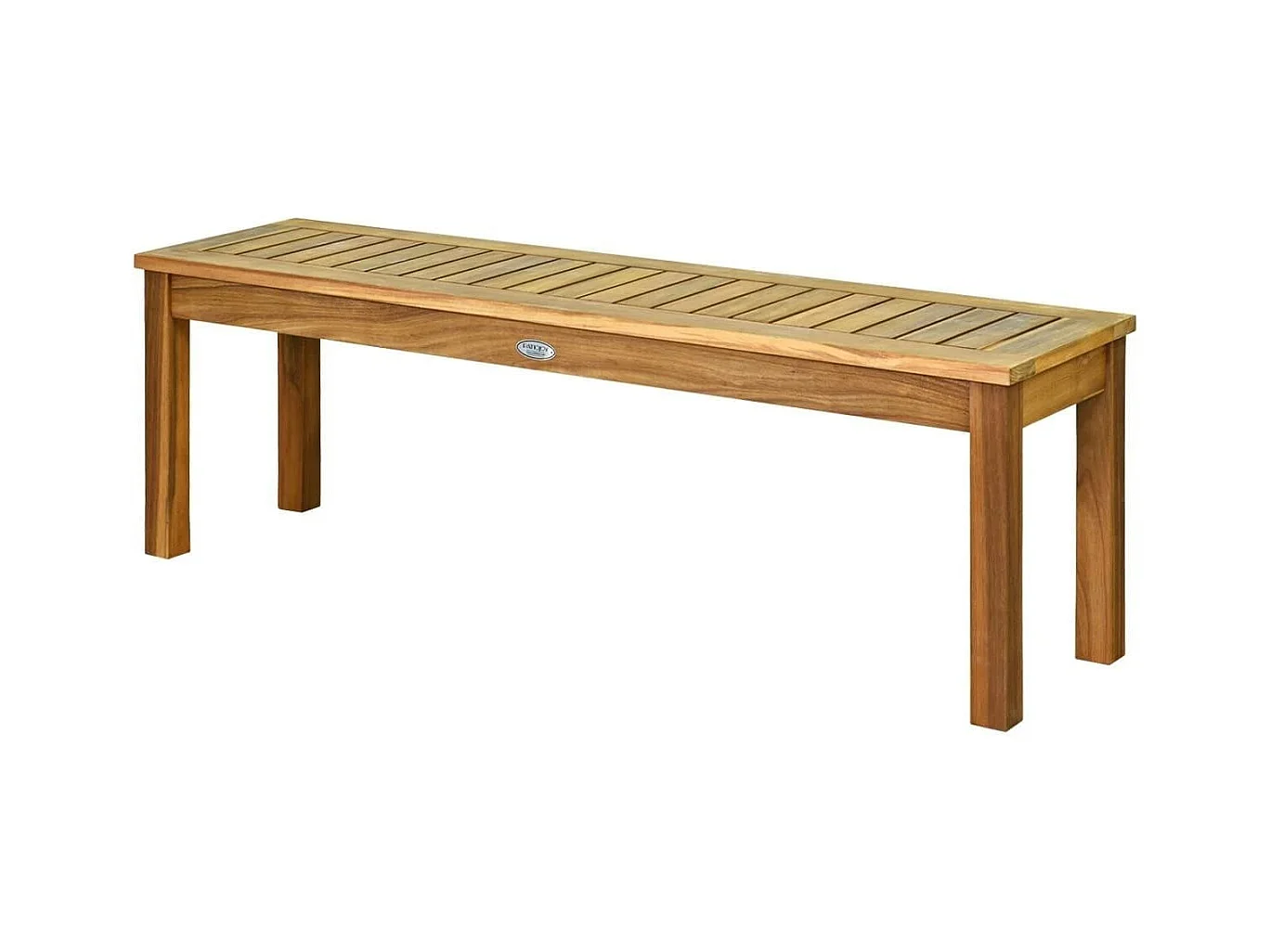 Panca in legno di acacia con sedile a listoni per cortile giardino, Panca da esterno senza schienale