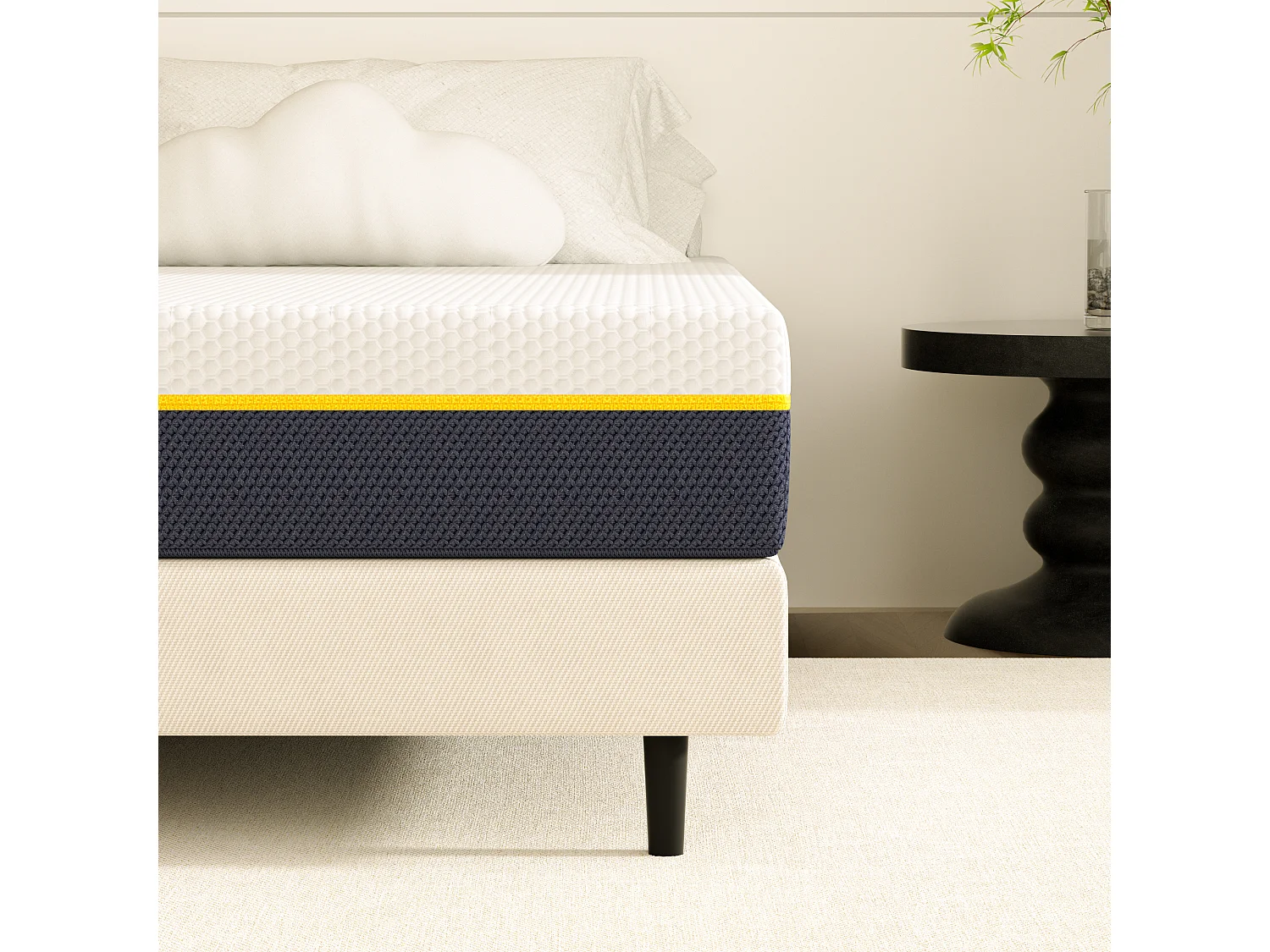 Matras voor volwassenen 90 x 190 cm, dikte 17 cm (traagschuim + bamboekoolstofvezels)