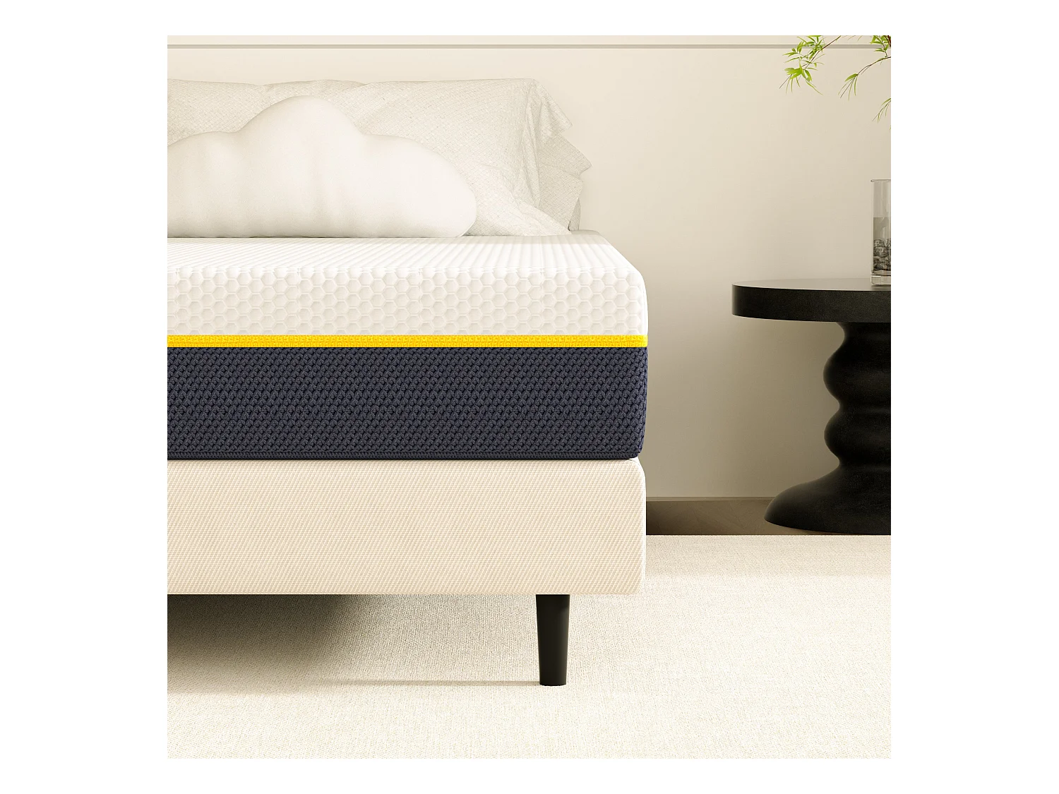 Matras voor volwassenen 90 x 190 cm, dikte 17 cm (traagschuim + bamboekoolstofvezels)