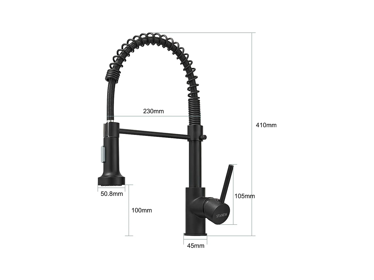 Keukenkraan met douchekop, 360¡ã draaibare kraan, zwart