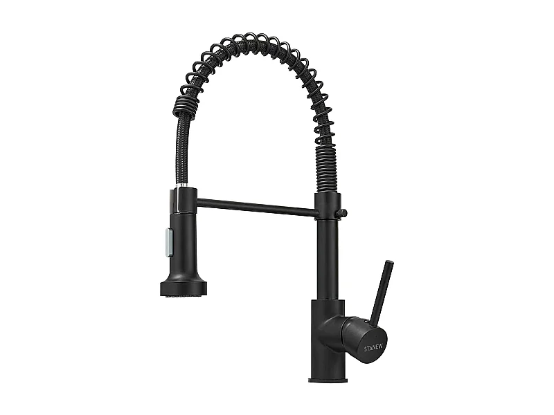 Mitigeur cuisine avec douchette, Robinet à 360°, Noir