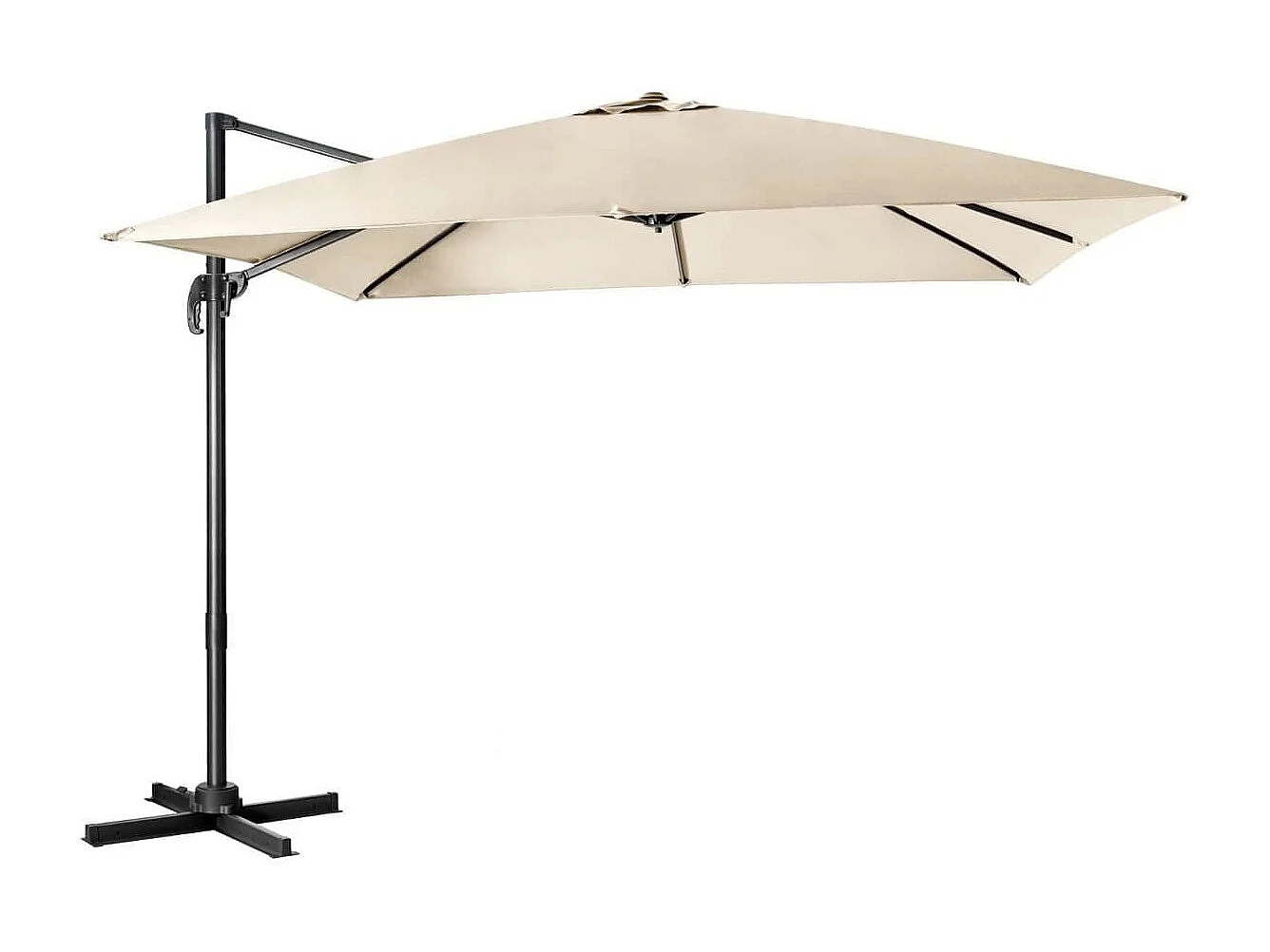 Ombrellone 300 cm per cortile con 3 inclinazioni e rotazione a 360°, Ombrellone da esterno con 8 stecche Beige