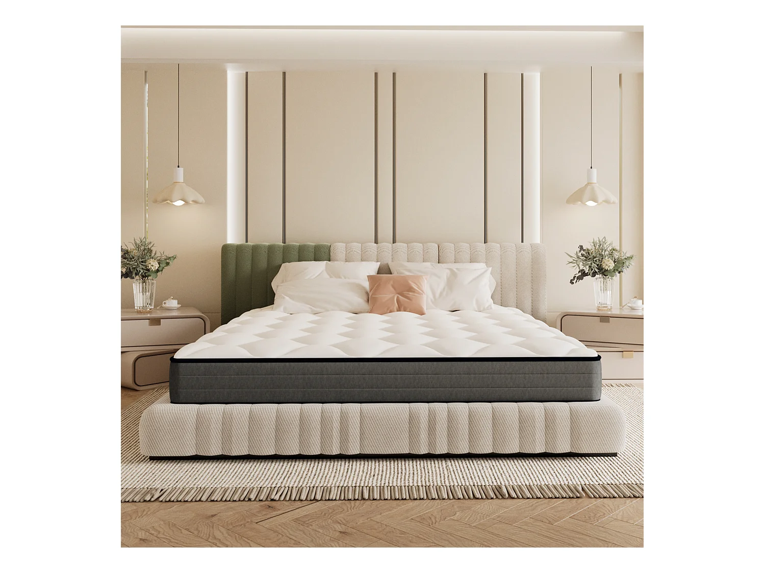 Matelas Ressorts 90x190x20cm, Confort, 7 Zones Ergonomique