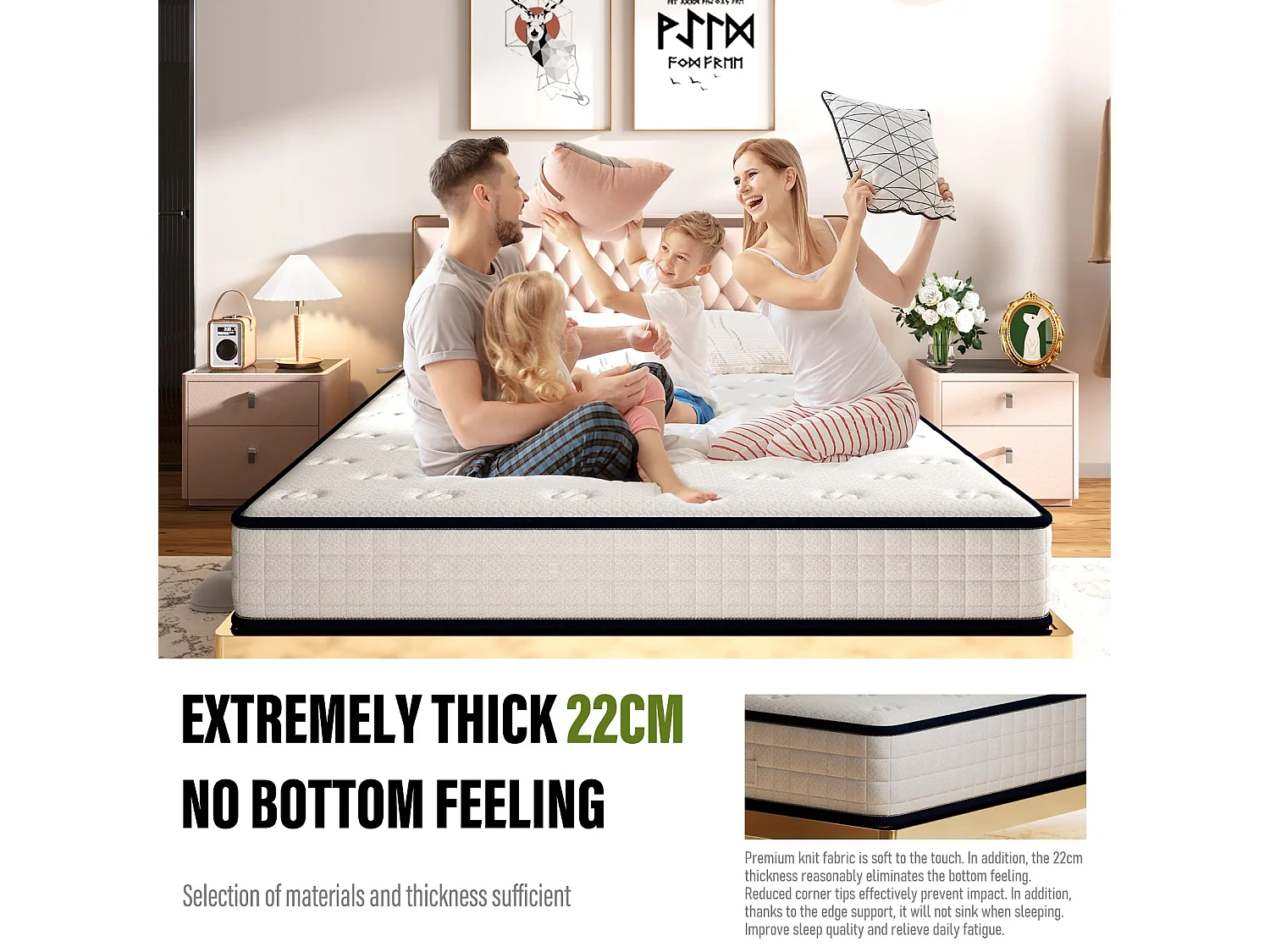 Matelas en mousse 90x190cm, Épaisseur 22 cm