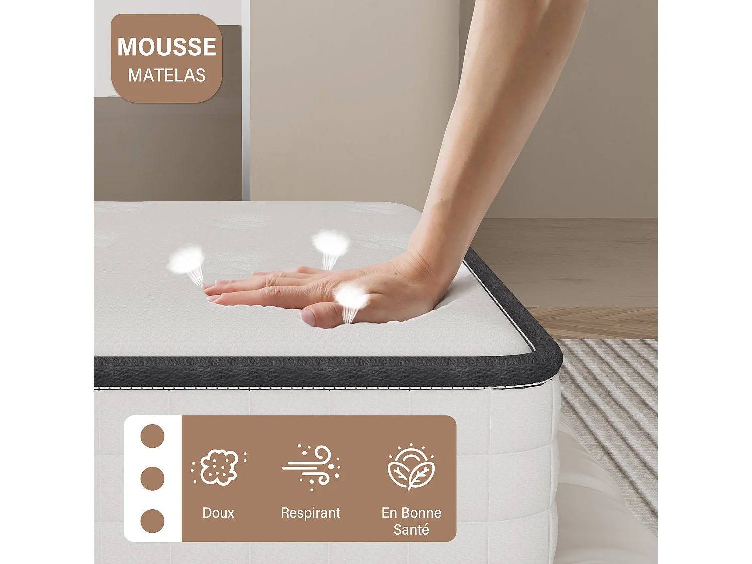 Matelas en Mousse à Mémoire de Forme Haute Densité90*190 cm-16 cm Épaisseur