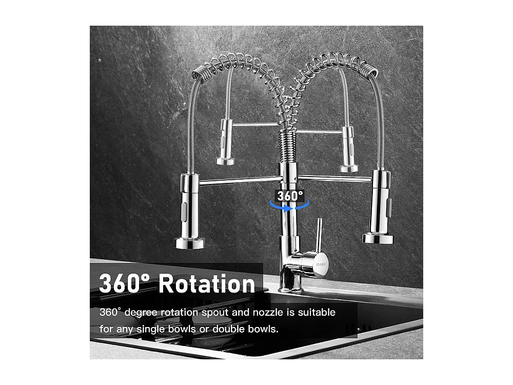 Keukenmixer met 360¡ã-douchekop, zilver