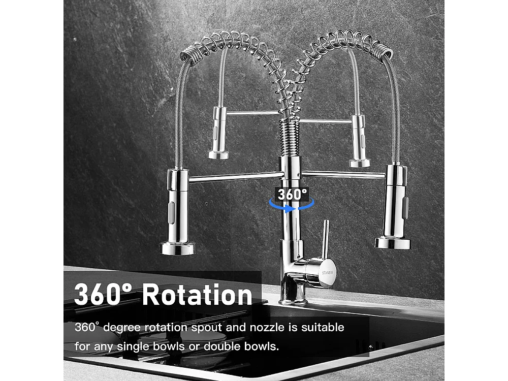 Mélangeur de Cuisine avec Douchette 360°, Argent
