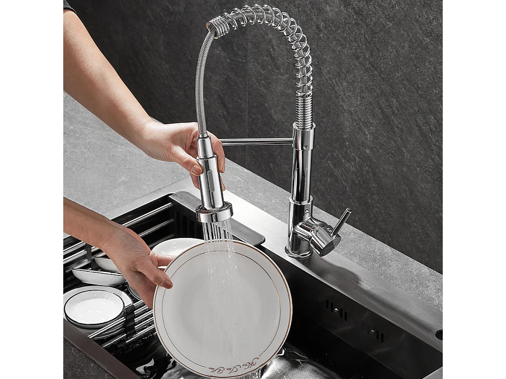 Mélangeur de Cuisine avec Douchette 360°, Argent