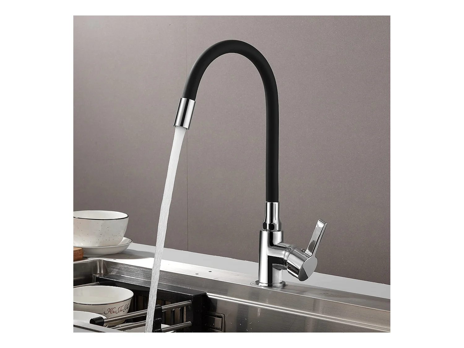 Flexibele keukenkraan, 360¡ã draaibaar, zwart