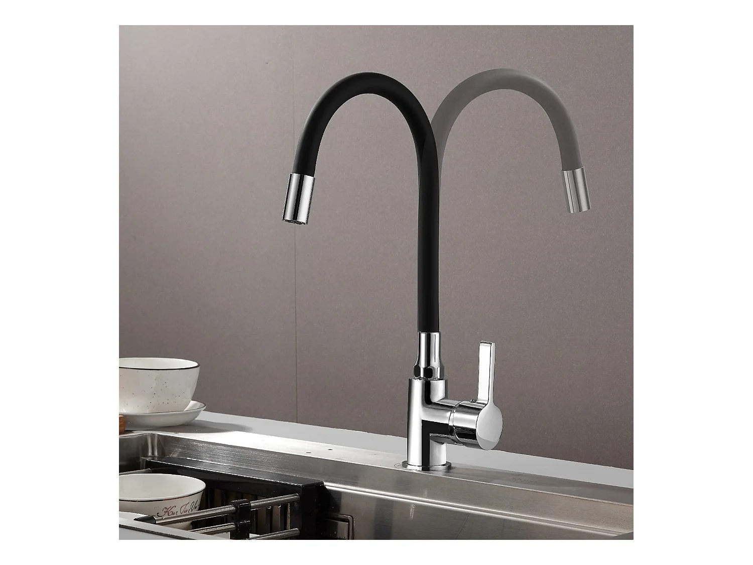 Flexibele keukenkraan, 360¡ã draaibaar, zwart