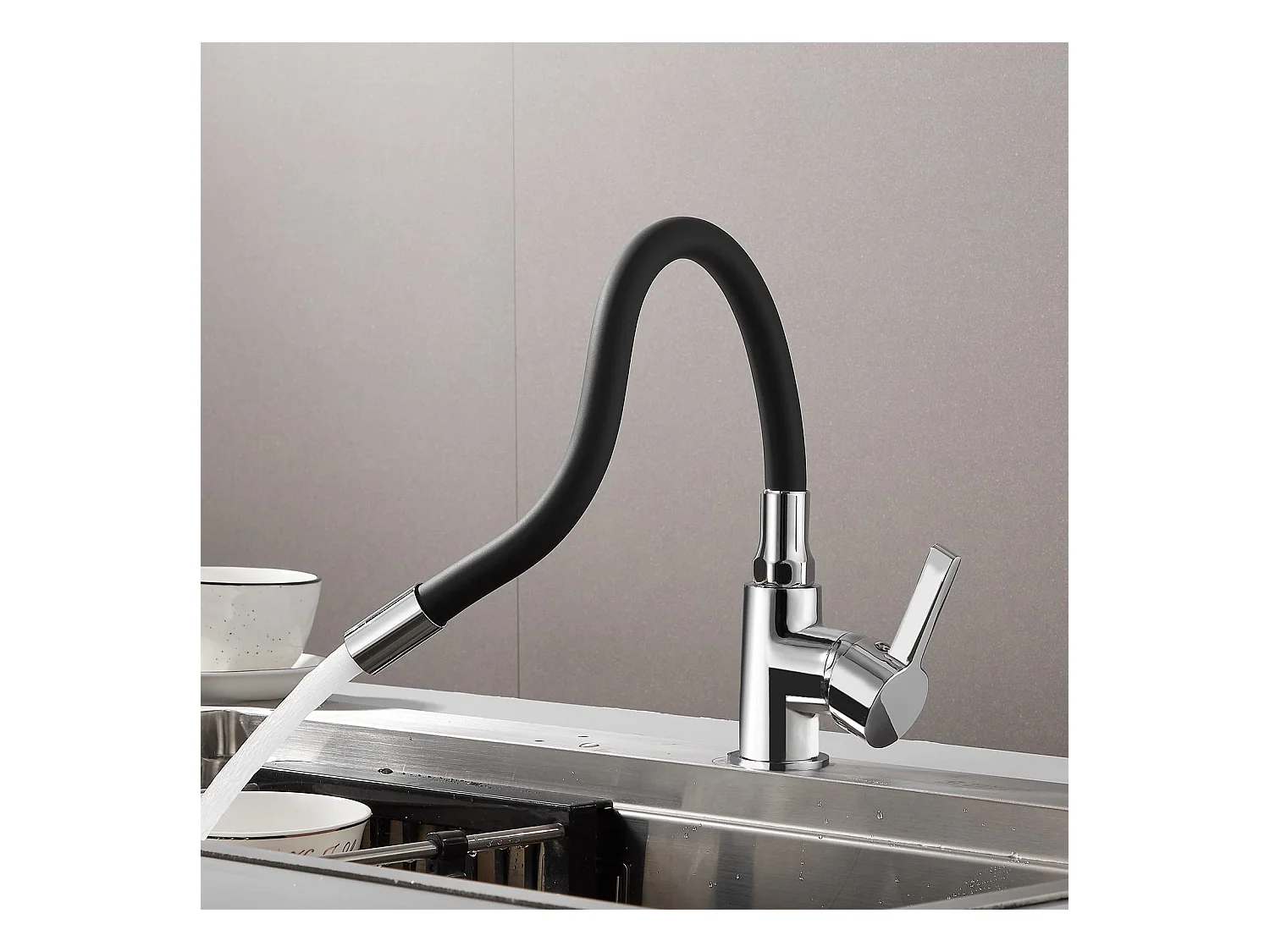 Flexibele keukenkraan, 360¡ã draaibaar, zwart