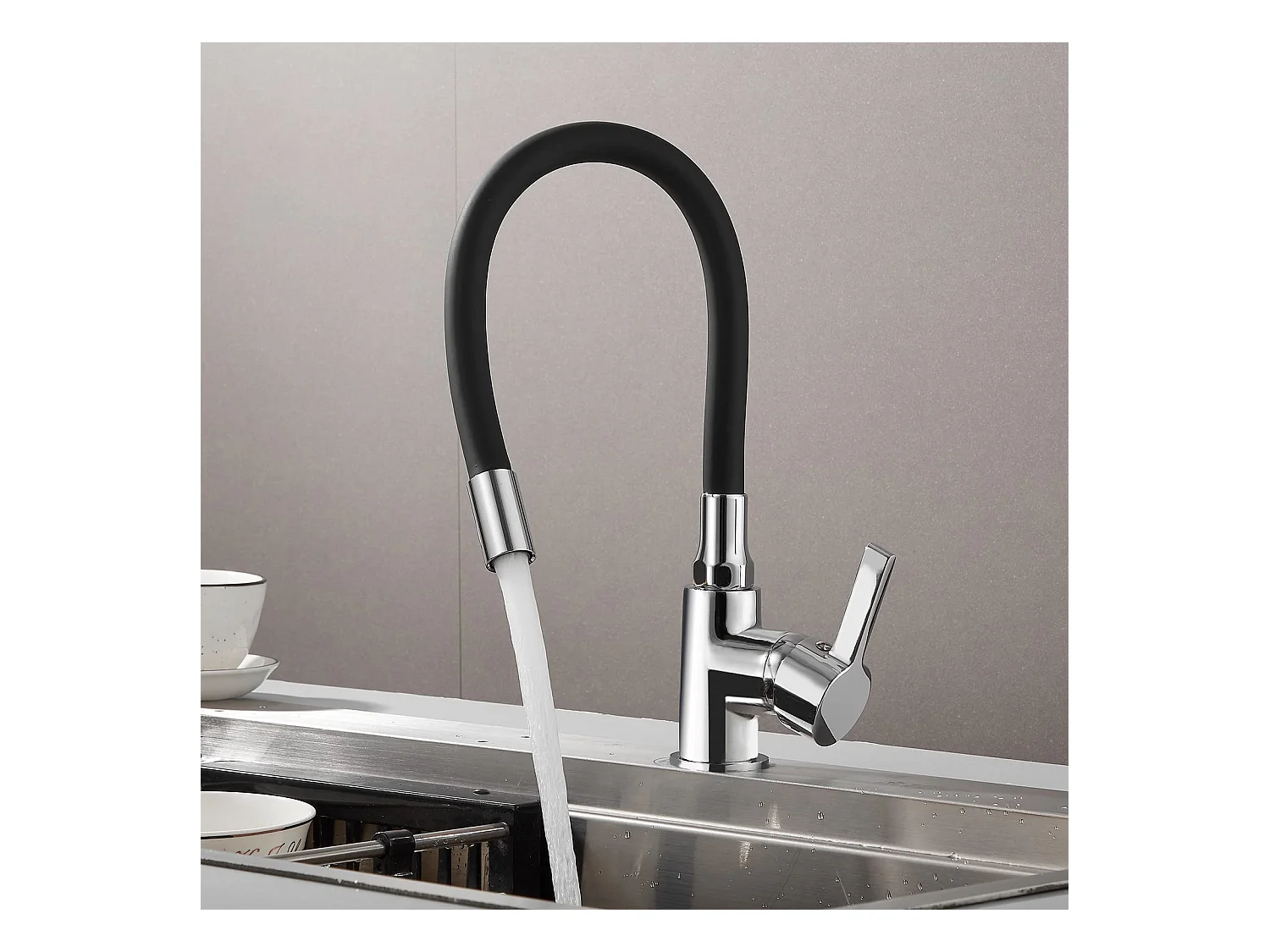 Flexibele keukenkraan, 360¡ã draaibaar, zwart