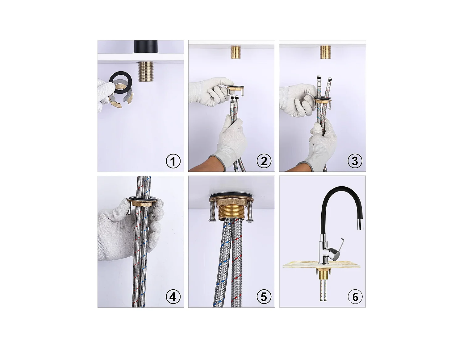 Flexibele keukenkraan, 360¡ã draaibaar, zwart