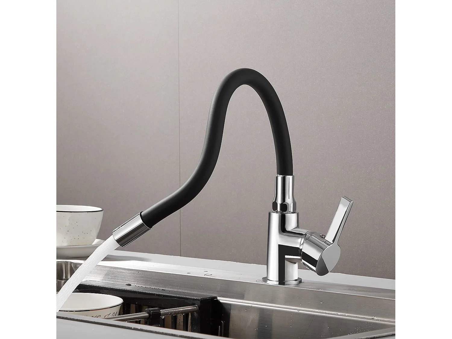 Robinet de Cuisine Flexible Rotatif à 360 °, Noir