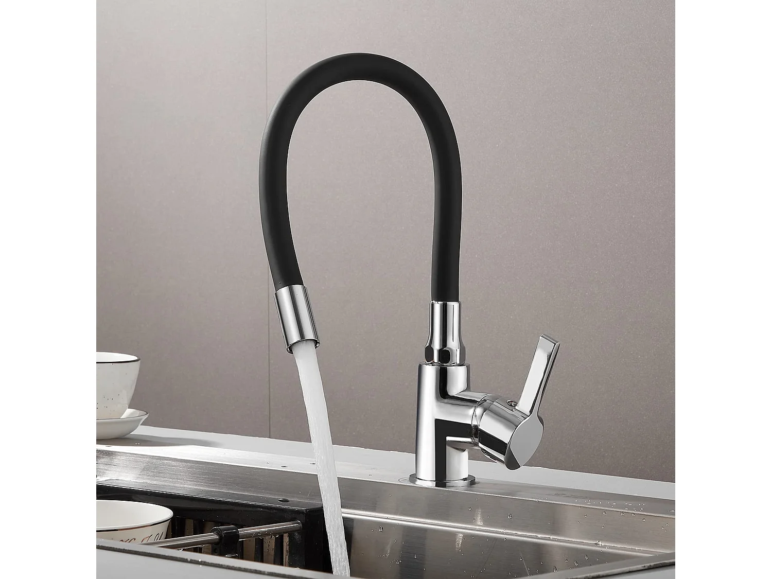 Robinet de Cuisine Flexible Rotatif à 360 °, Noir