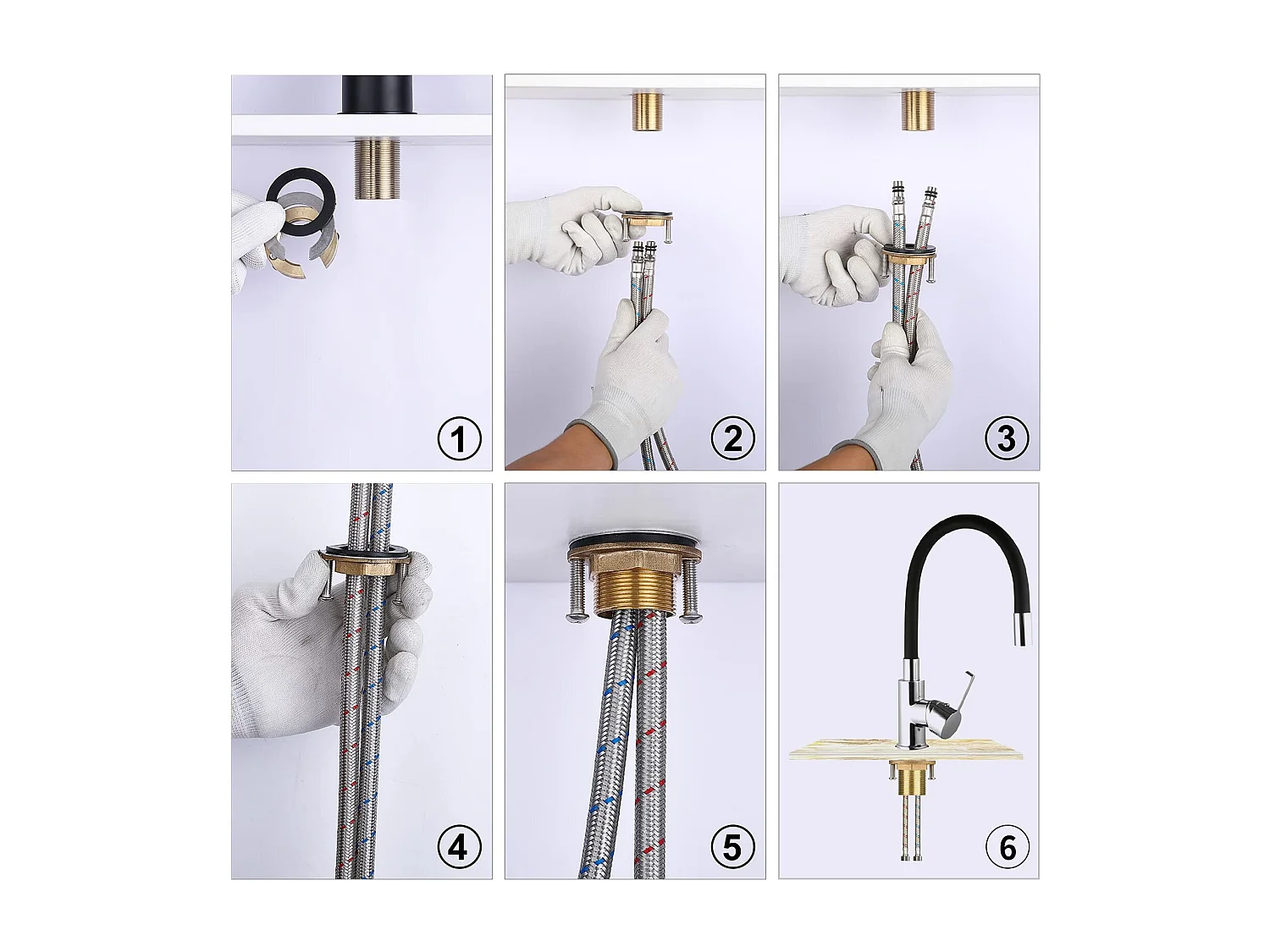 Robinet de Cuisine Flexible Rotatif à 360 °, Noir