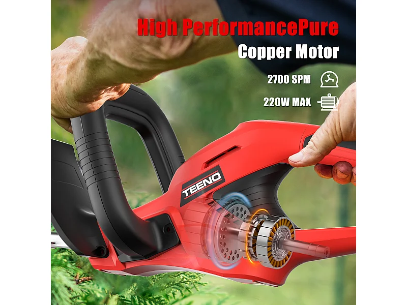 Taille-Haies électrique Lame Double Action de 520 mm, La poignée est orientable à 180°