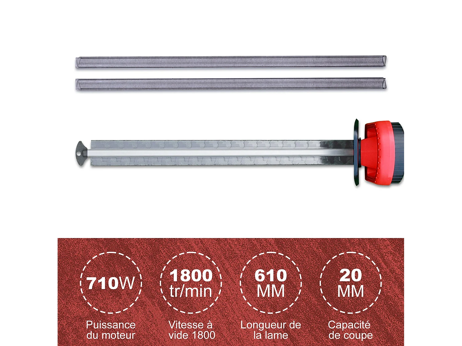 Taille-haie électrique 710 W, longueur de lame 610 mm, 1800 tr/min