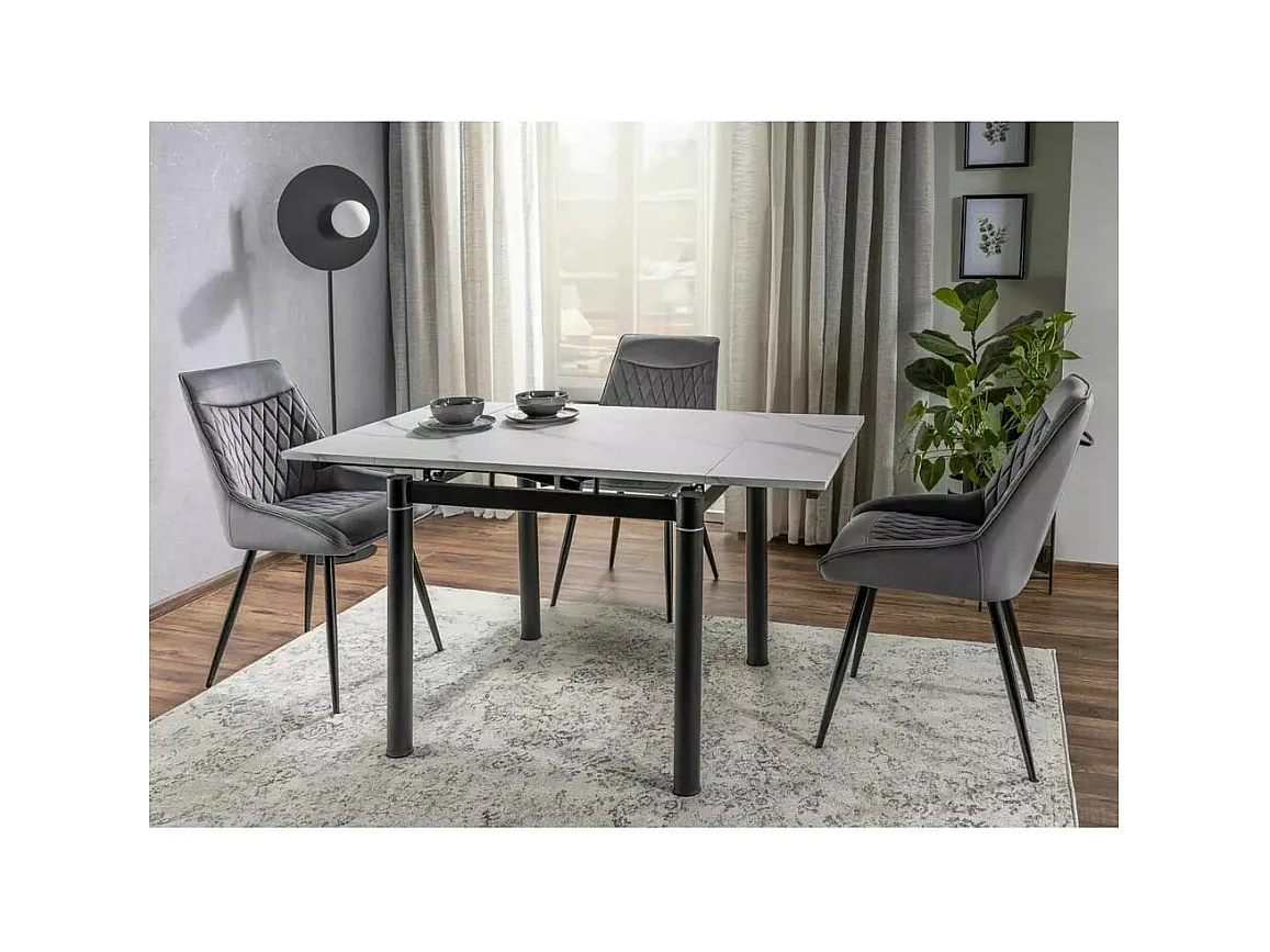 Stuhl Agat/Metall&Stoffbezug/Schwarz&Beige