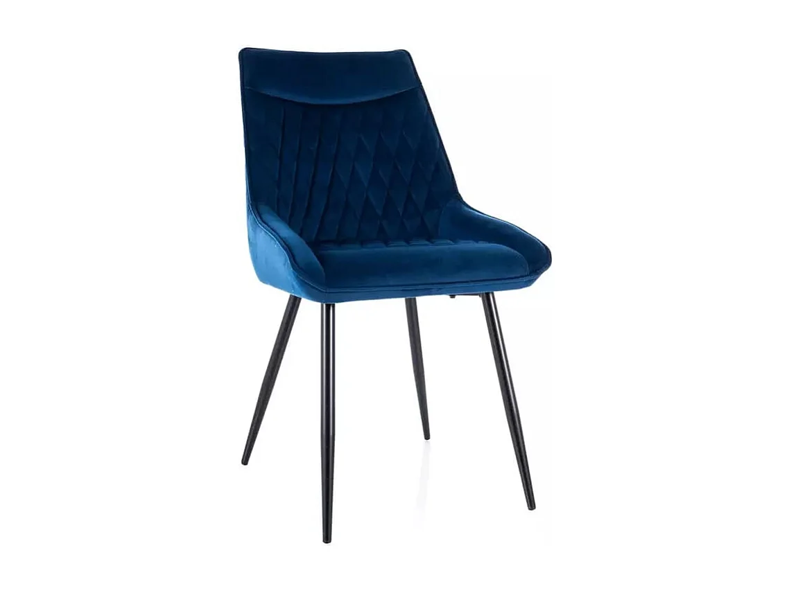 Chaise Agat/Revêtement en tissu métal/Noir & Bleu