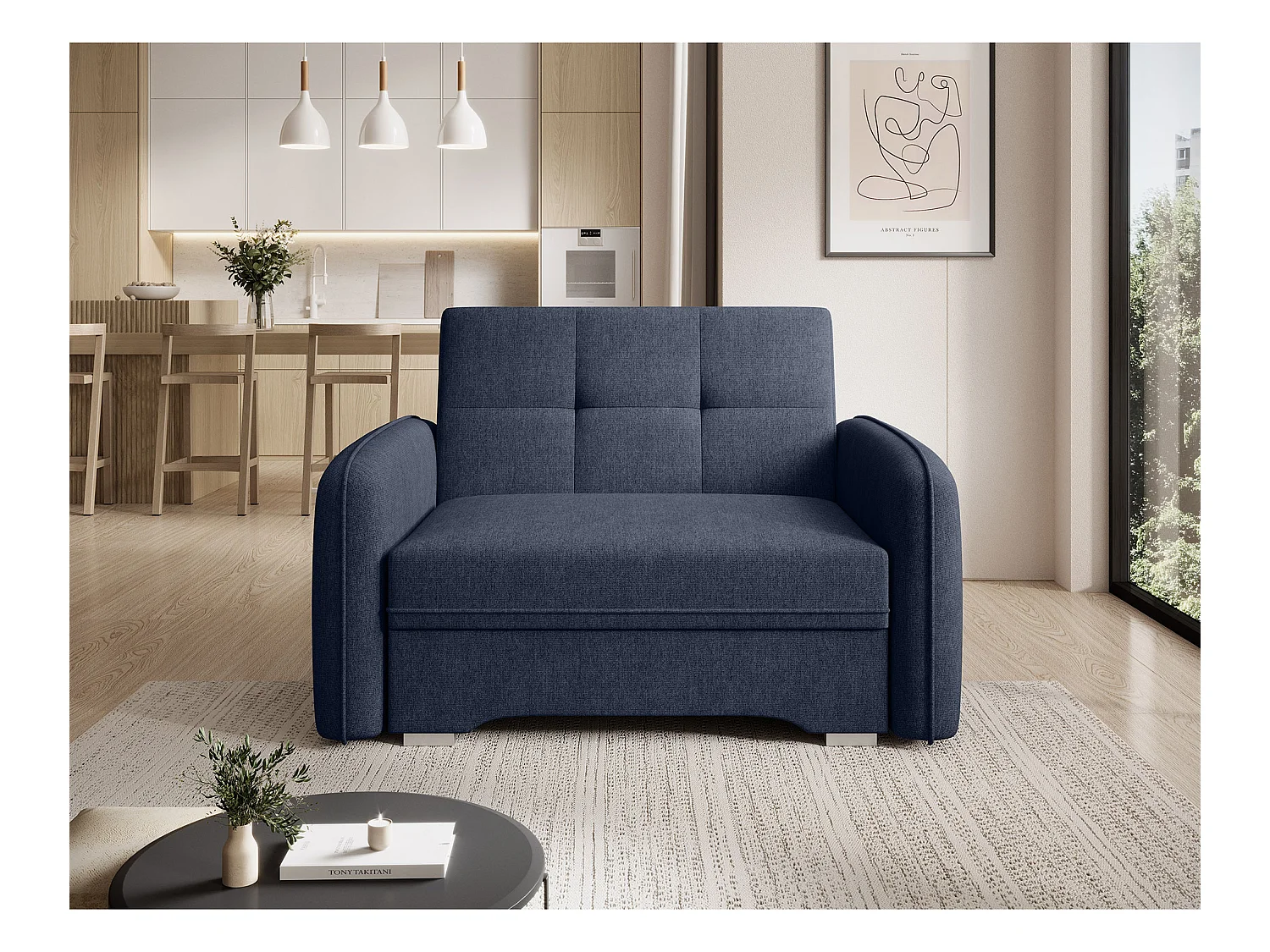 1 Pers. Canapé Solo/Tissu/Bleu