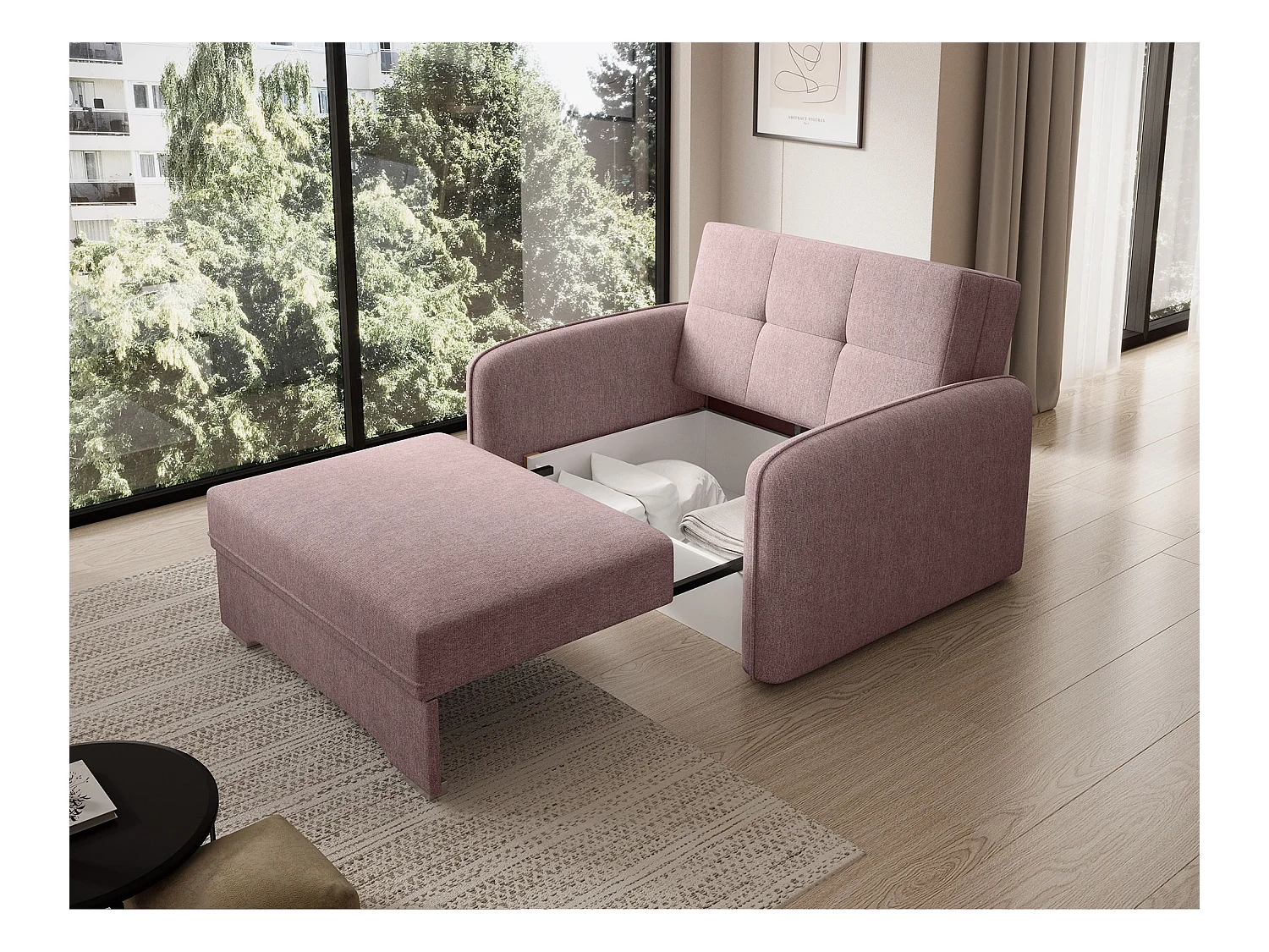 1 Pers. Canapé Solo/Tissu/Rose