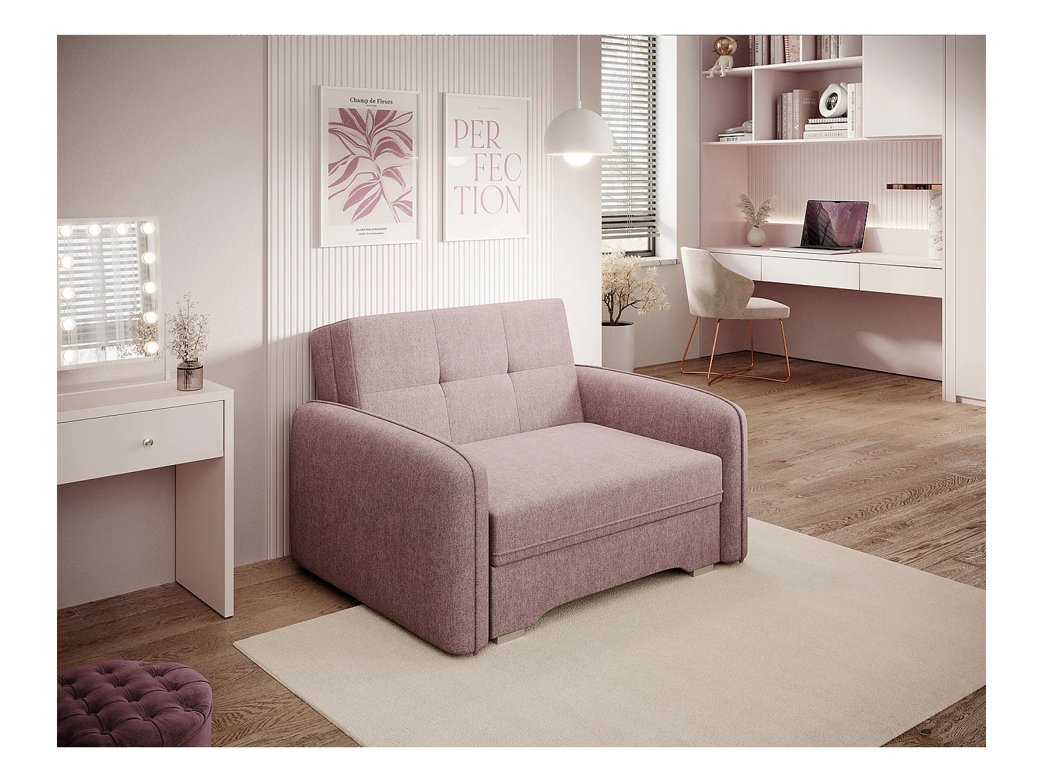 1 Pers. Canapé Solo/Tissu/Rose