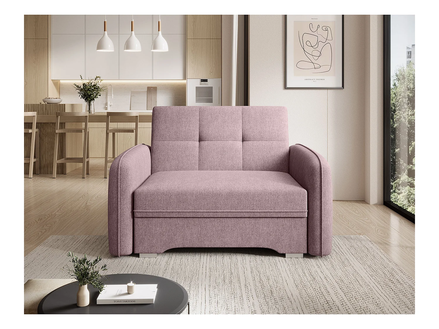 1 Pers. Canapé Solo/Tissu/Rose