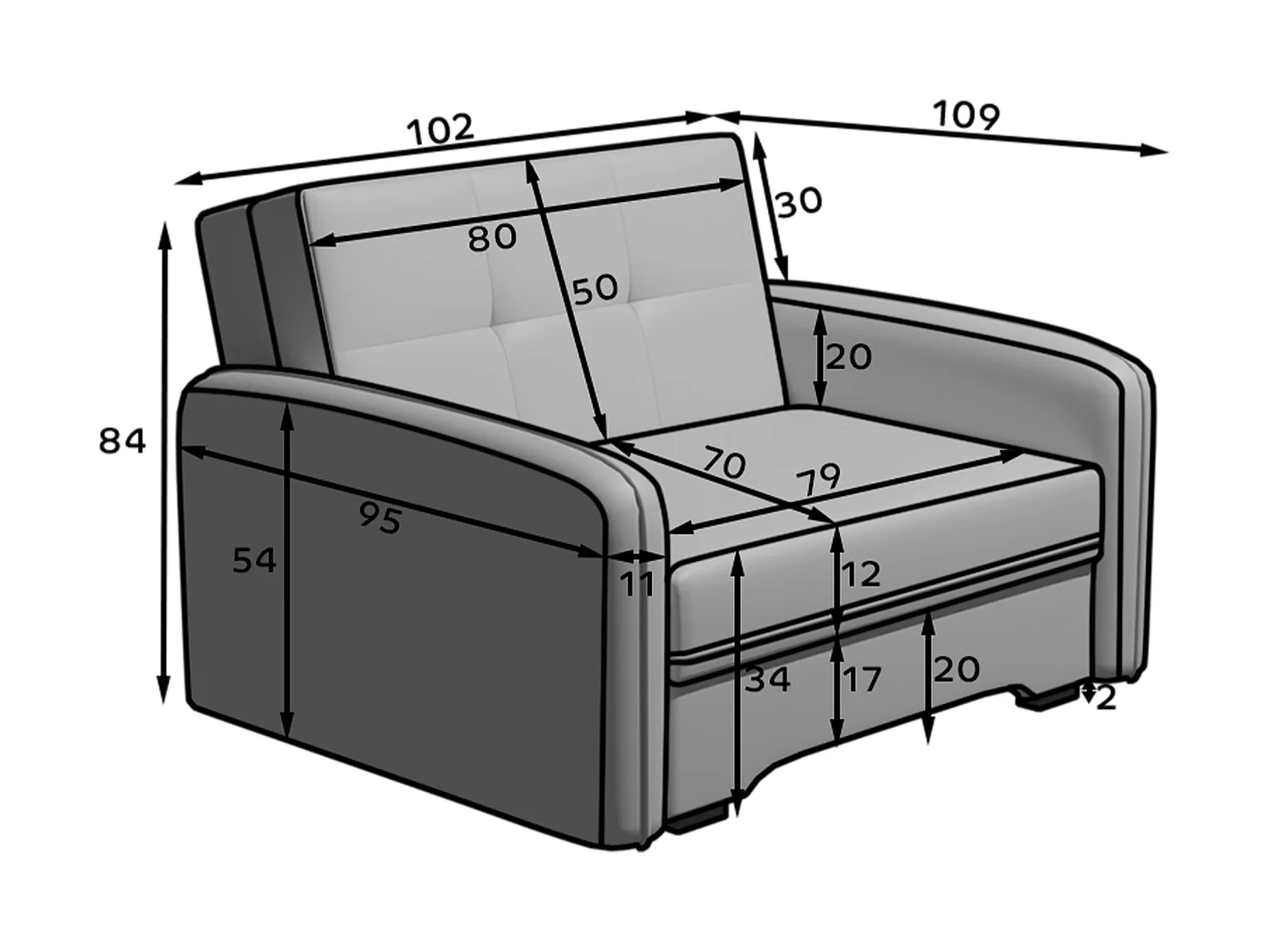 1 Pers. Canapé Solo/Tissu/Rose
