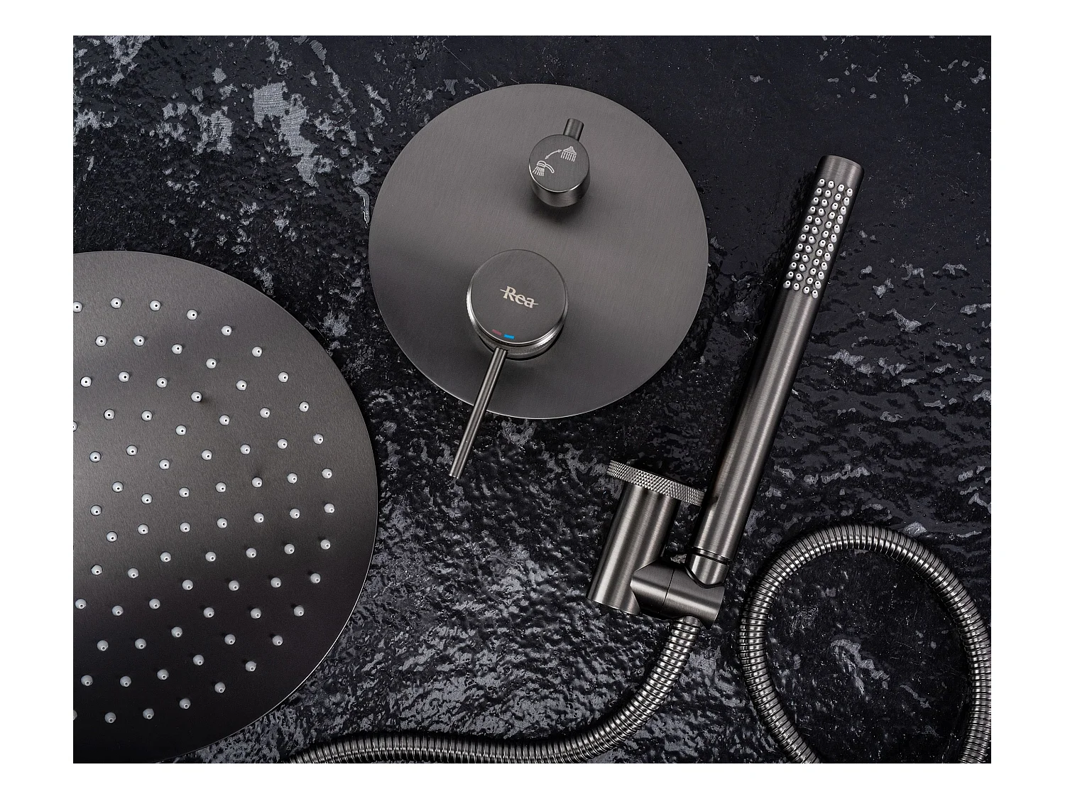 Kit De Douche Encastré Rea Lungo Grip Titanium + Box