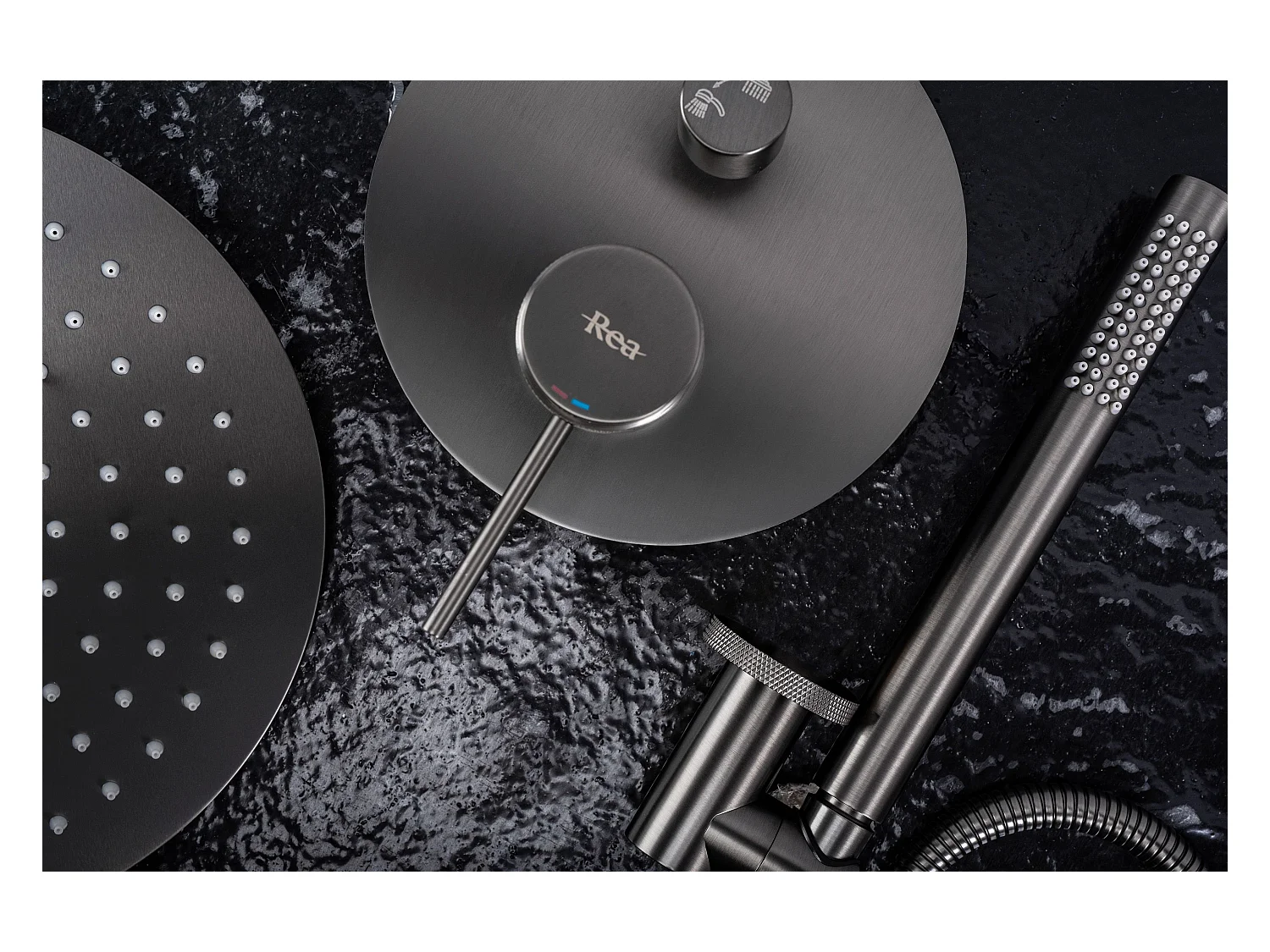 Kit De Douche Encastré Rea Lungo Grip Titanium + Box