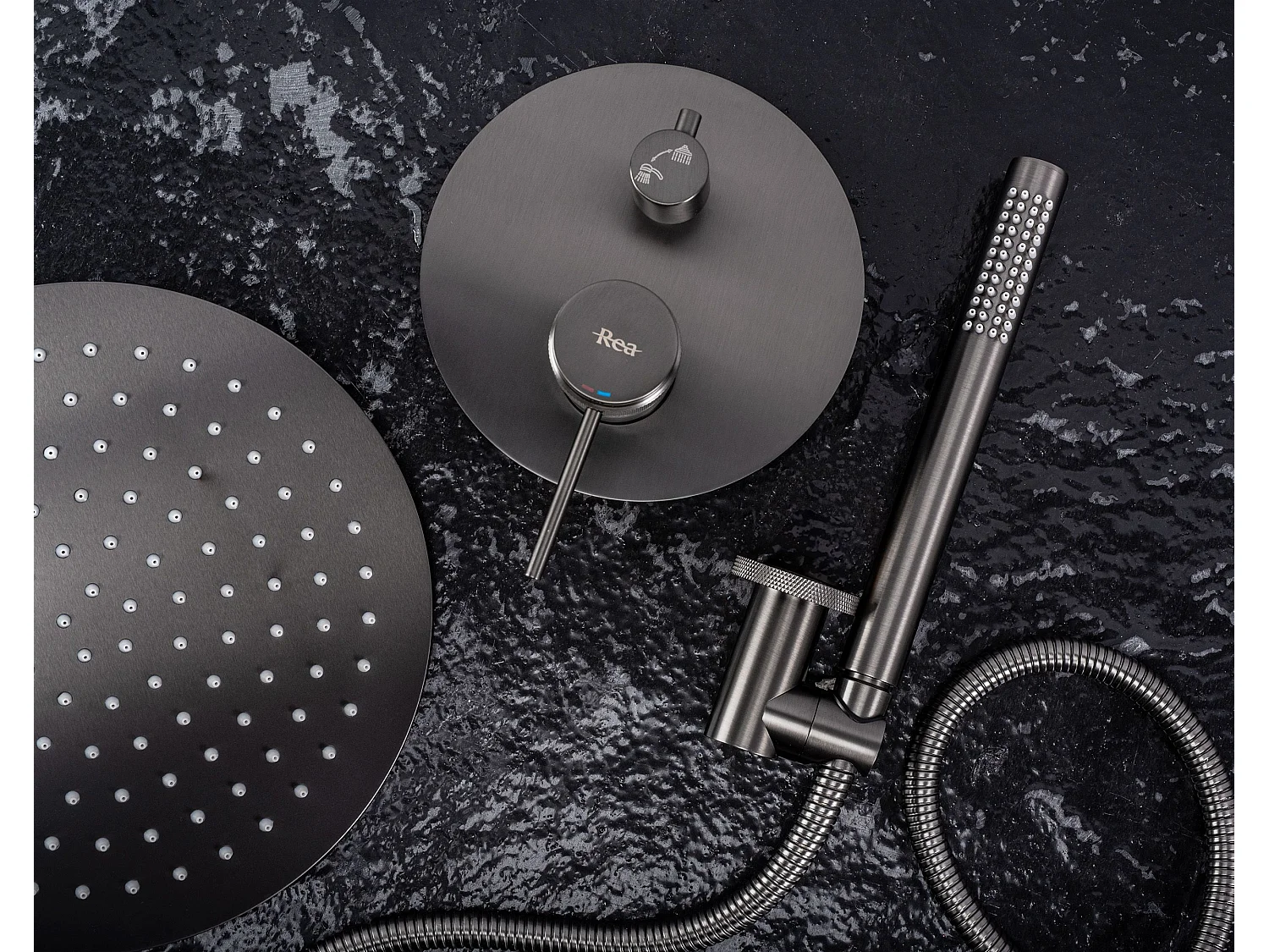 Kit De Douche Encastré Rea Lungo Grip Titanium + Box