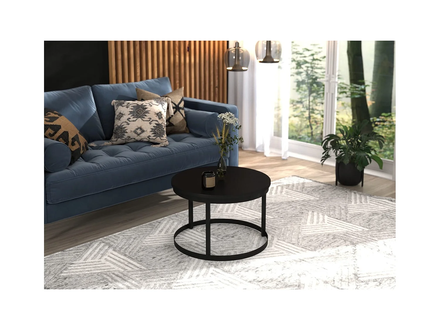 Tavolino da caffè Rini/Metallo/Compensato/nero