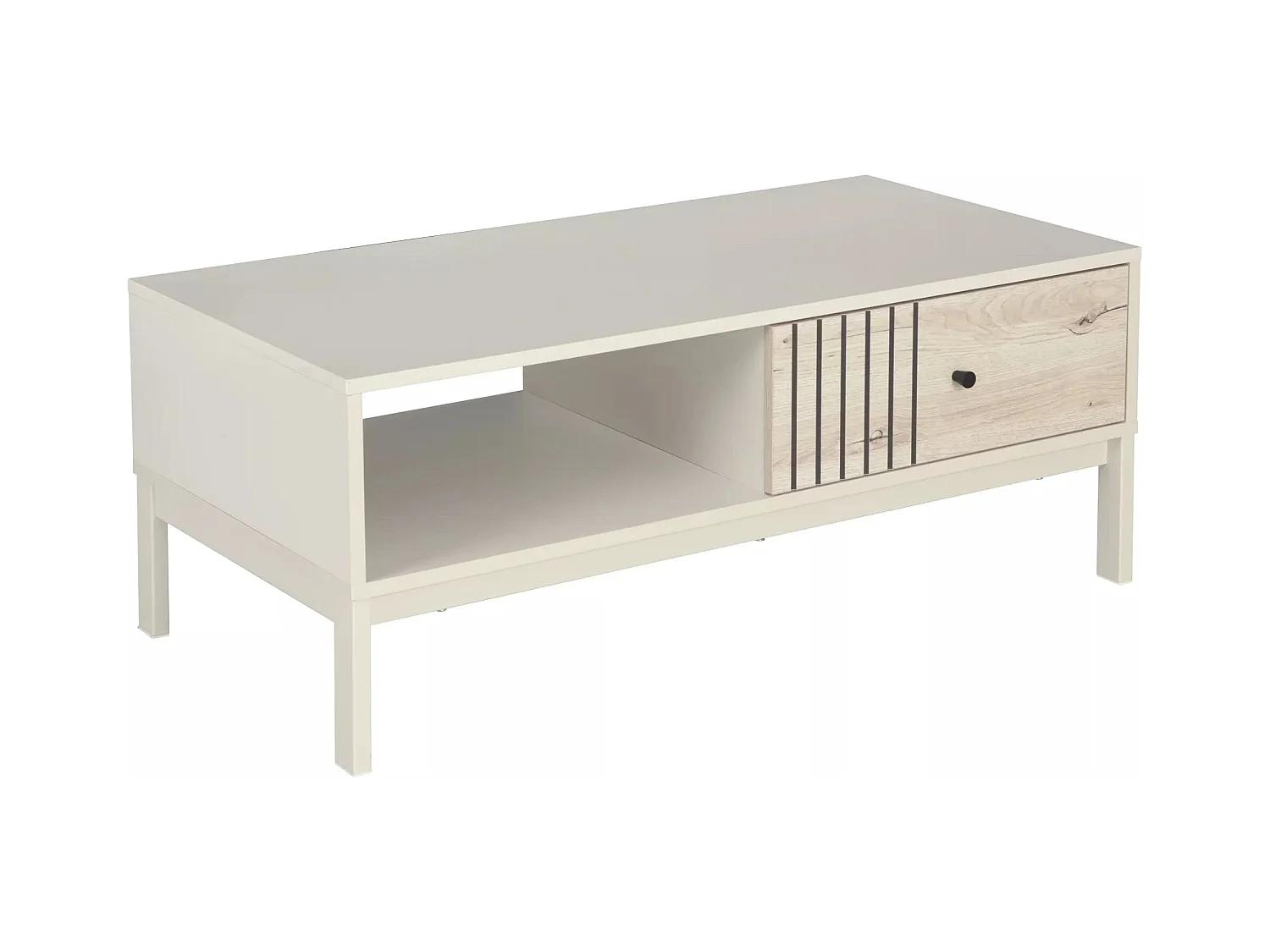 Table basse Frost/Tiroir/Blanc et Marron