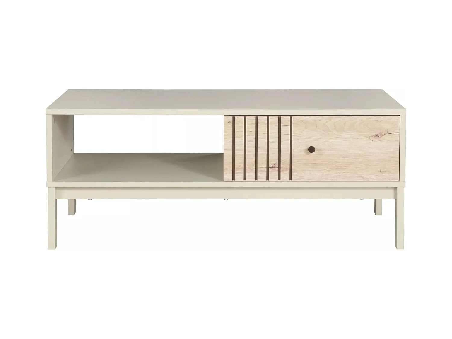 Table basse Frost/Tiroir/Blanc et Marron