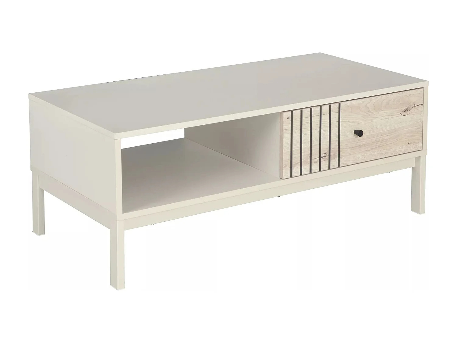 Tavolino Frost/Cassetto/Bianco e Marrone