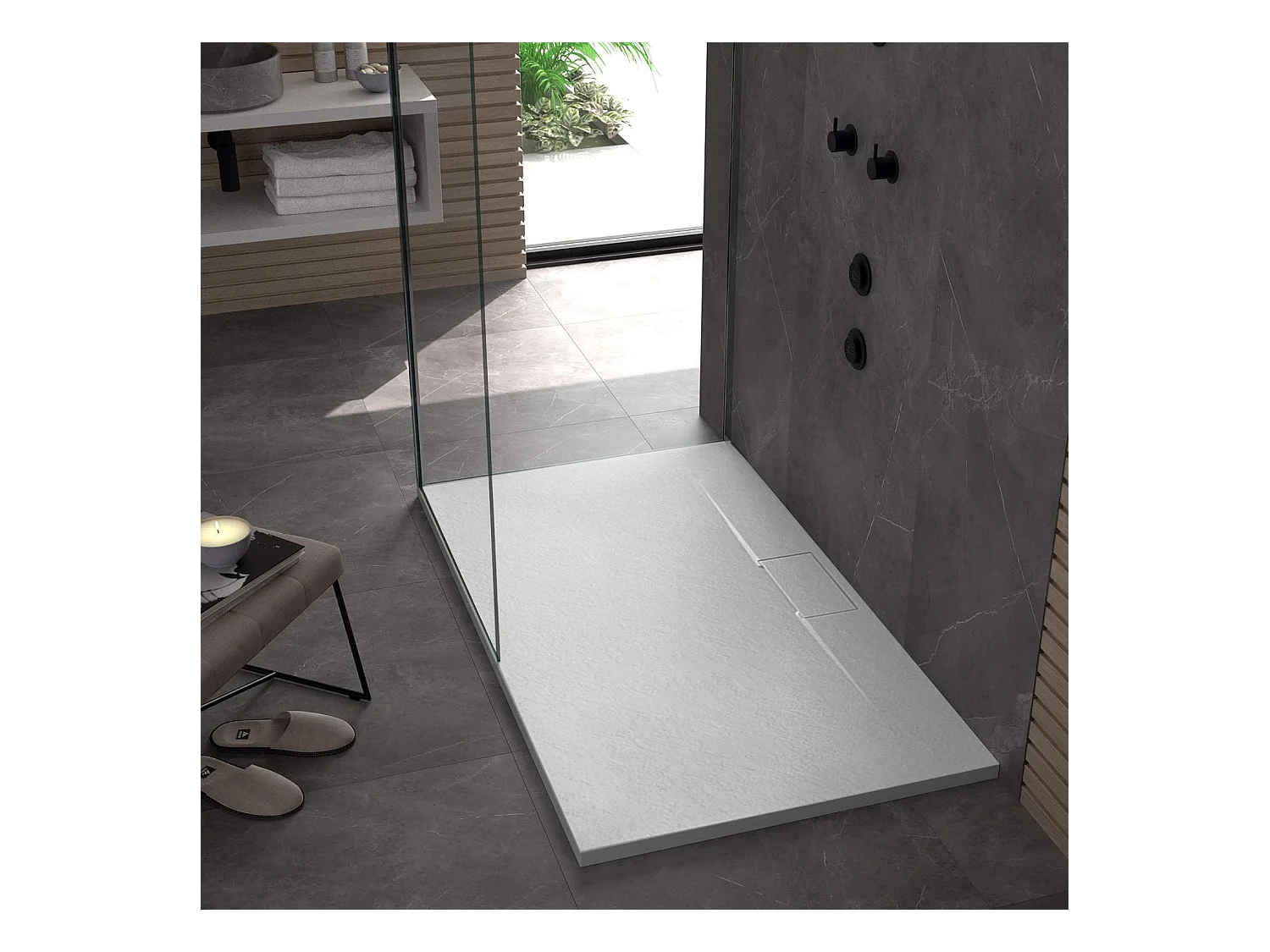 Receveur De Douche Rea Bazalt Long 80X100 White