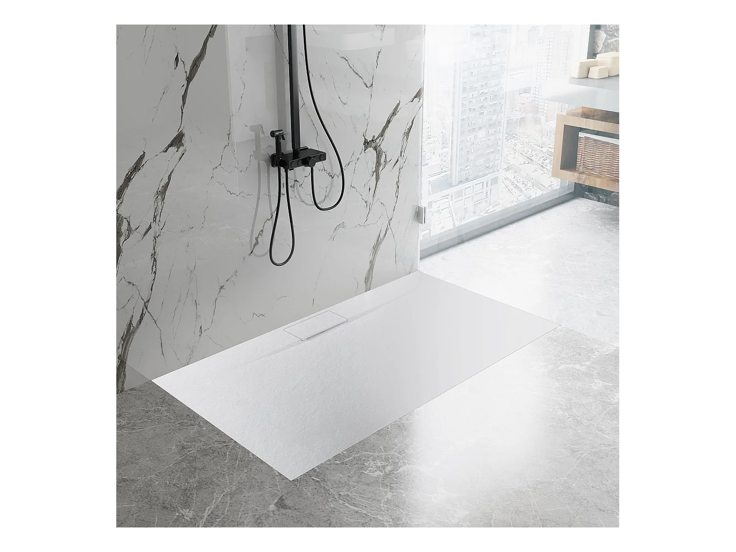 Receveur De Douche Rea Bazalt Long 80X100 White
