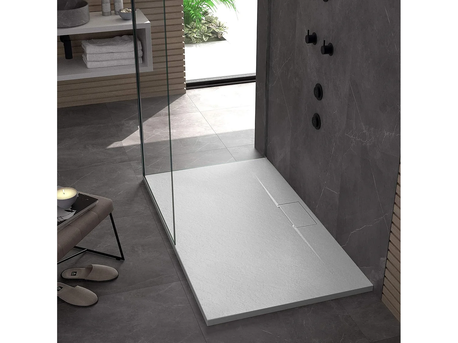 Receveur De Douche Rea Bazalt Long 80X100 White