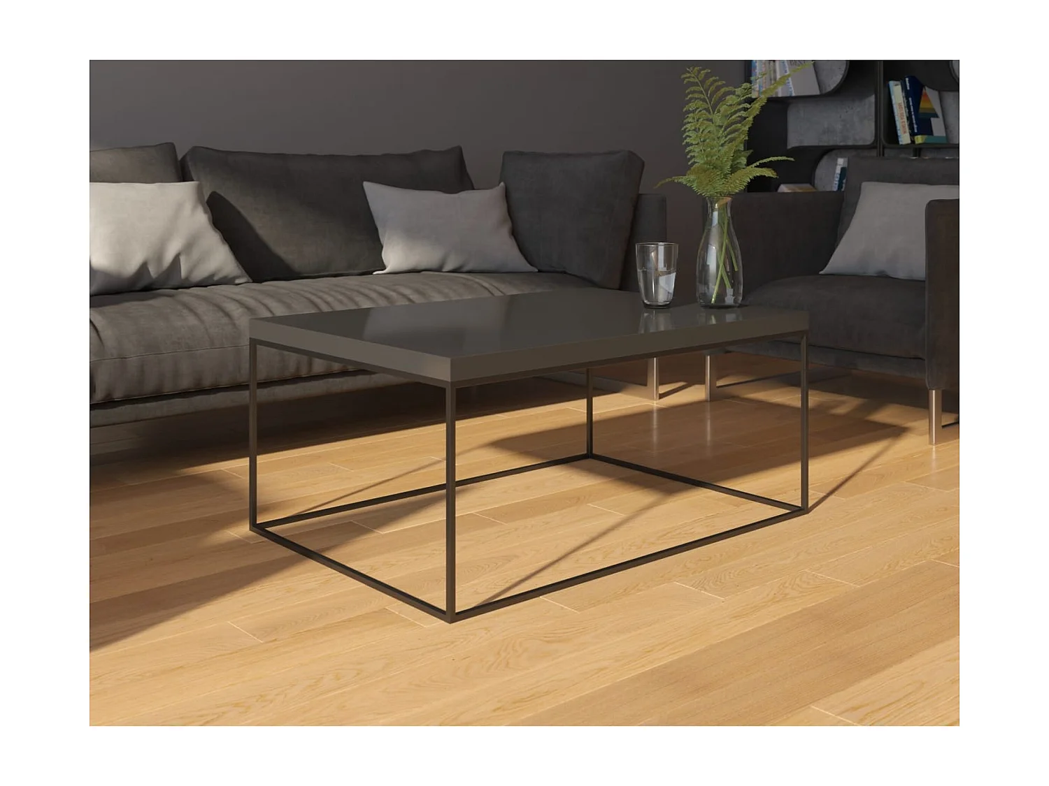 Table basse Zentiko/Contreplaqué/Métal/noir