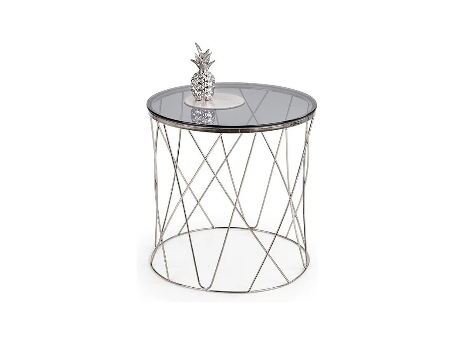 Couchtisch Selena/Glas/Edelmetall/grau