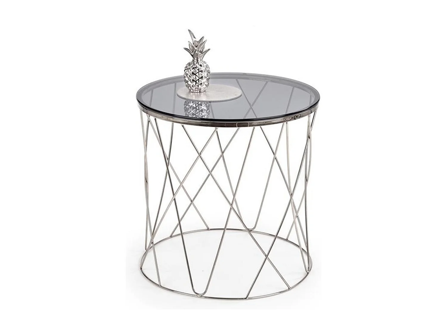 Couchtisch Selena/Glas/Edelmetall/grau