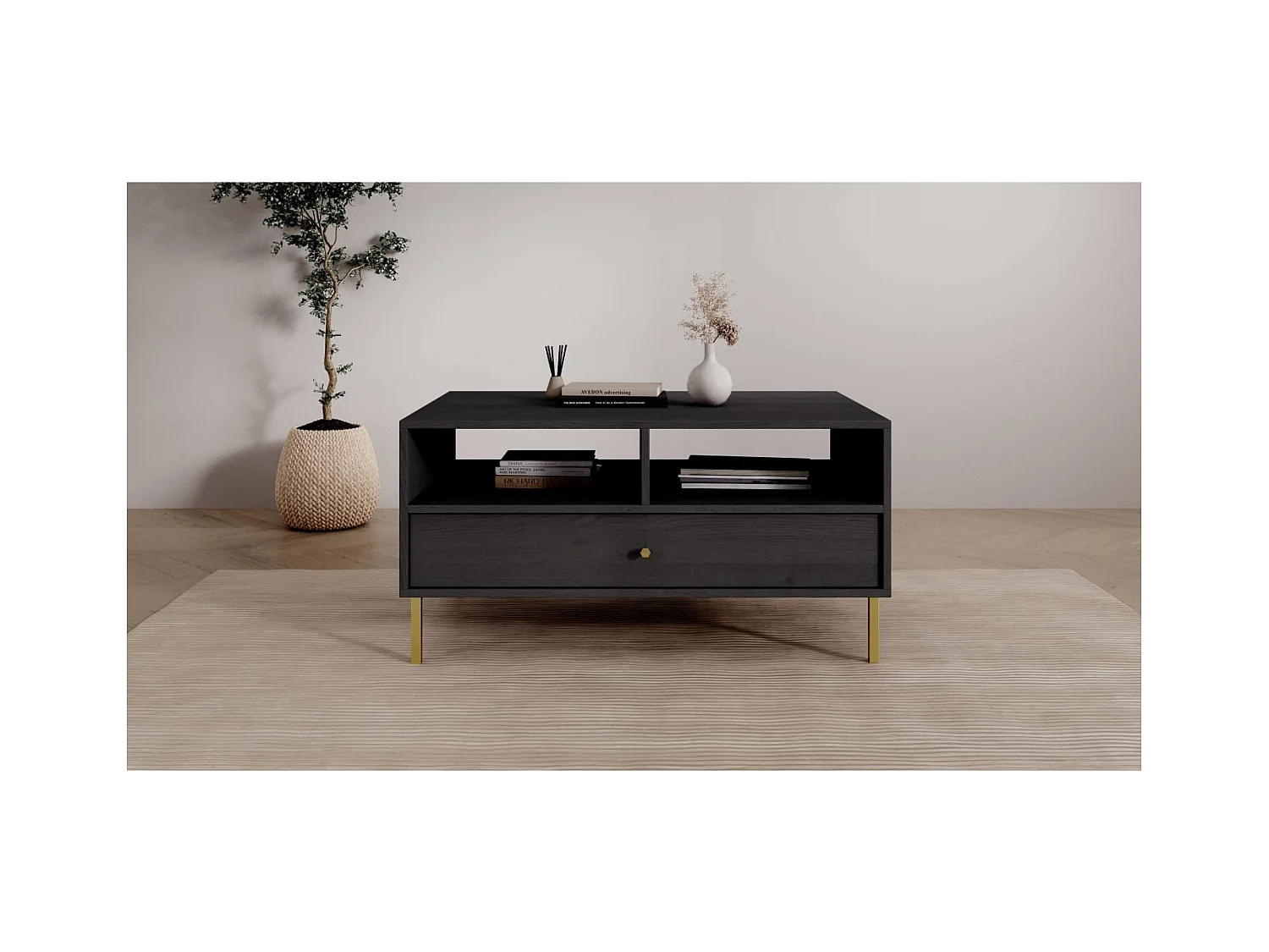 Couchtisch Tuli/Sperrholz/Metall/Schwarz