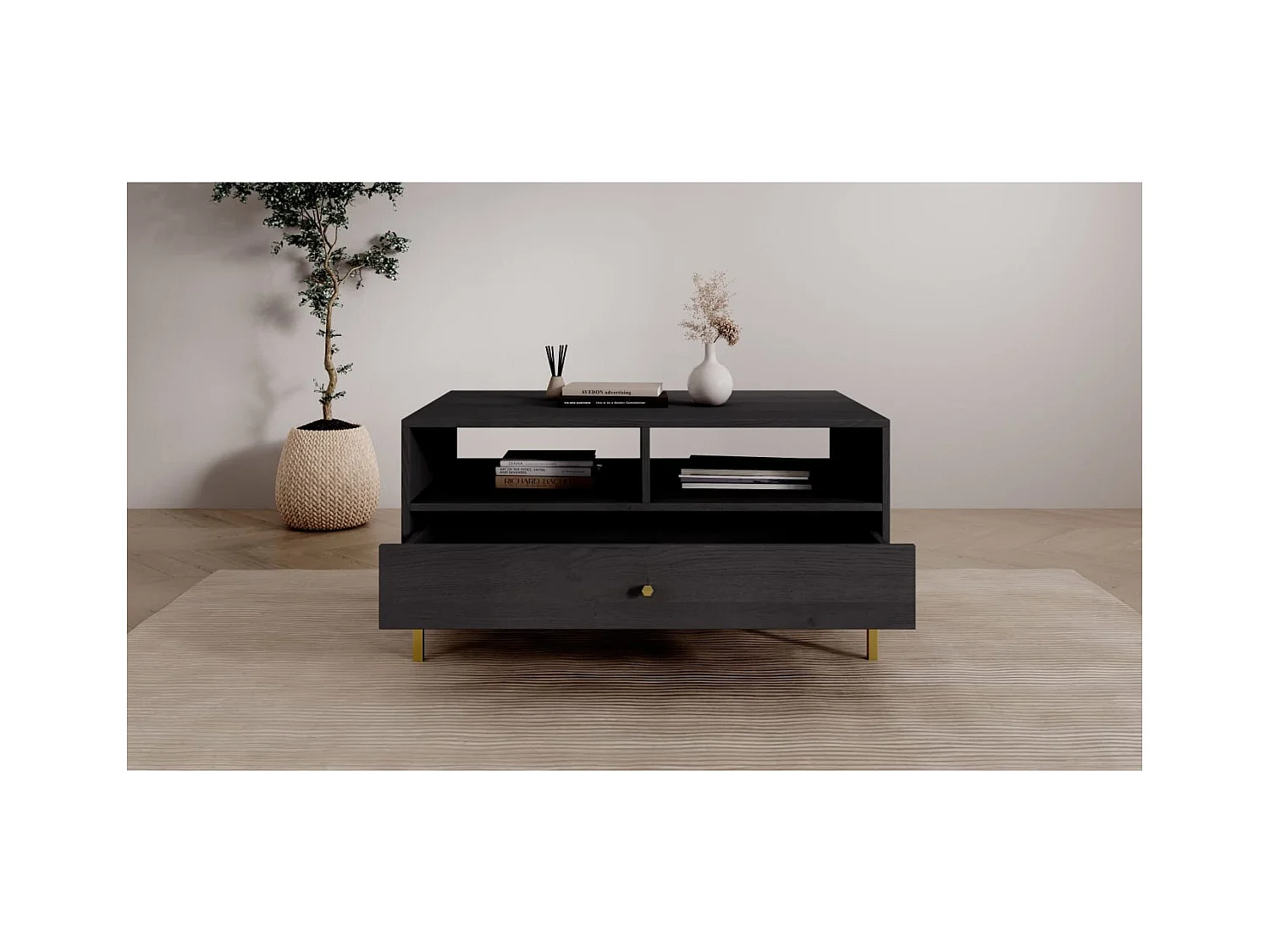 Couchtisch Tuli/Sperrholz/Metall/Schwarz