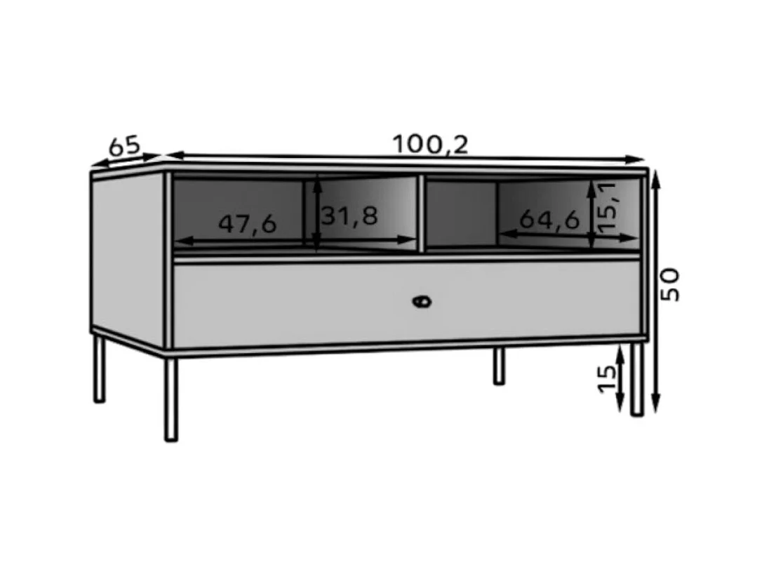 Couchtisch Tuli/Sperrholz/Metall/Schwarz