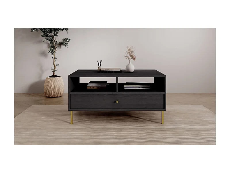 Tavolino da caffè Tuli/Compensato/Metallo/nero