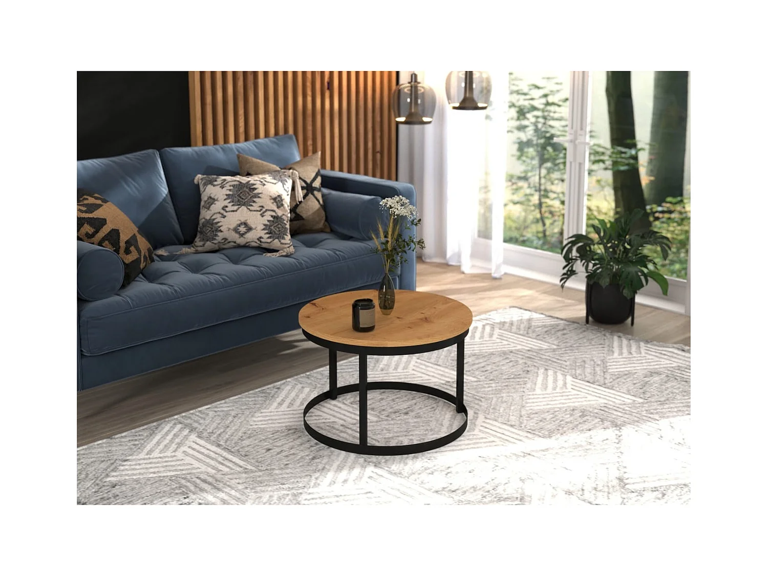 Tavolino da caffè Rini/Metallo/Compensato/marrone